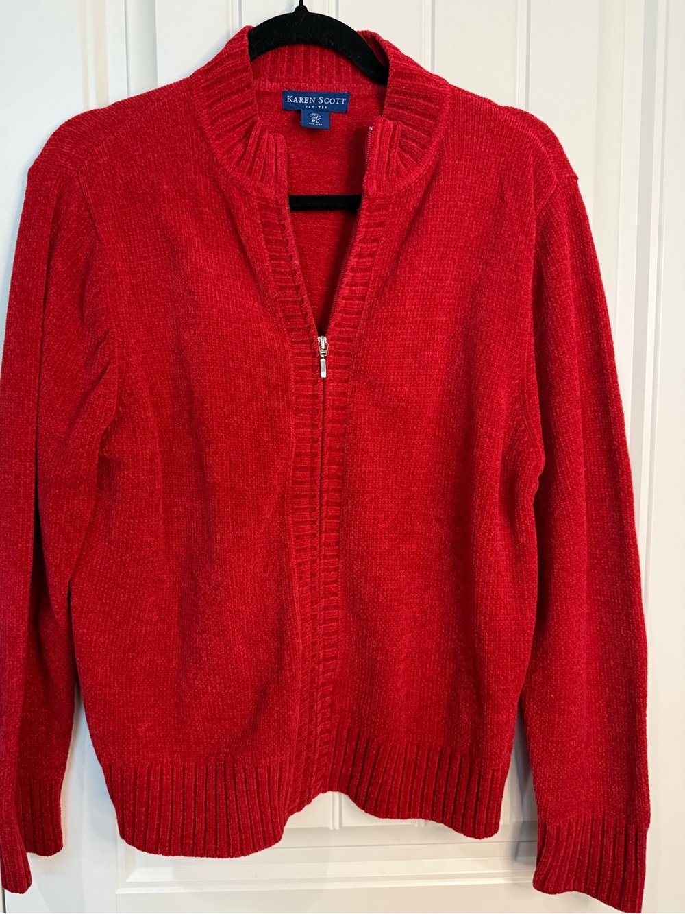 Karen Scott Red Soft Zip-Front Women’s Sweater size PL
